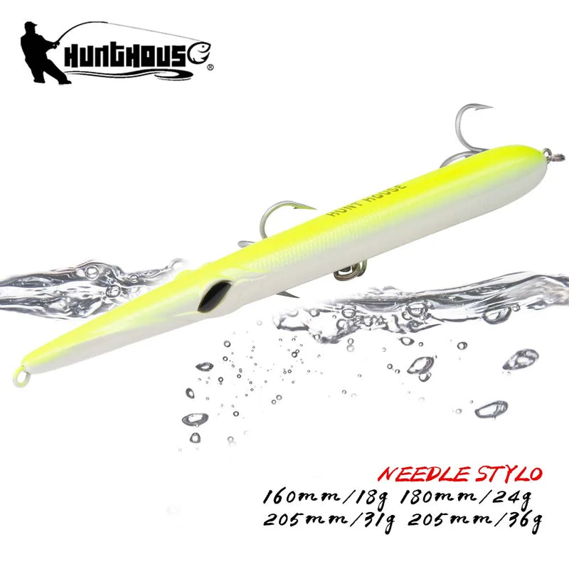 Hunthouse-isca de pesca com peixinho de couro, lápis de fundição longa, isca artificial de 205/180/160mm, peixes de carpas de profundidade