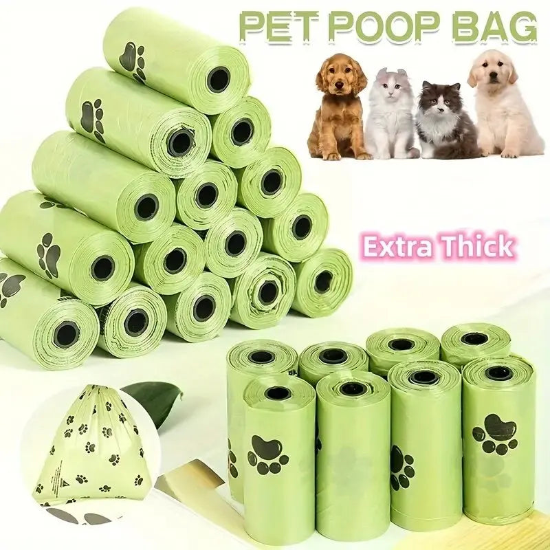 240 sacos grossos do cocô do cão dos pces/16 rolos, saco de resíduos do animal de estimação à prova de vazamento para caminhadas ao ar livre do cão