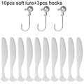 10 pçs isca macia 5.5cm 7cm 10cm t cauda worm 3 pçs jigging cabeça gancho 3g 5g 10g metal gabarito carpa pesca swimbait engrenagem kit isca