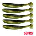 10-50 pçs 70mm isca de pesca macia artificial silicone truta shad carpa minhoca afundando isca t cauda jigging wobbler isca de pesca enfrentar