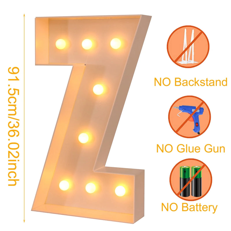 Caixa de quadro de luz led com letras gigantes, 91.5cm, chá de bebê, natal, 1 ° aniversário, festa de casamento, decoração, nome diy, caixa de enchimento de balão