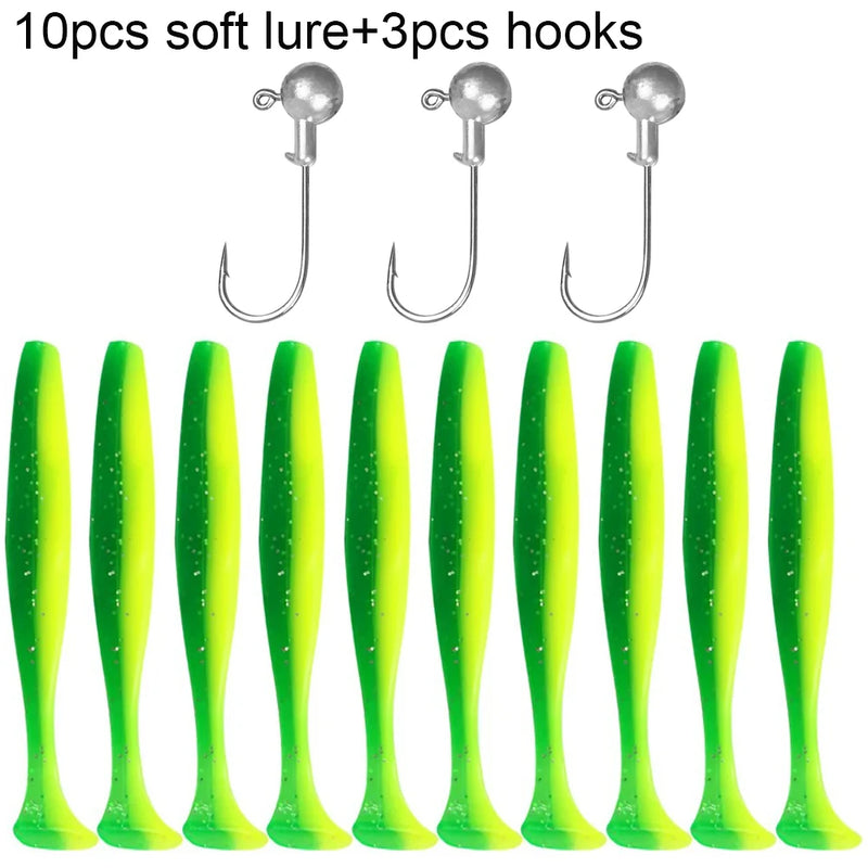 10 pçs isca macia 5.5cm 7cm 10cm t cauda worm 3 pçs jigging cabeça gancho 3g 5g 10g metal gabarito carpa pesca swimbait engrenagem kit isca