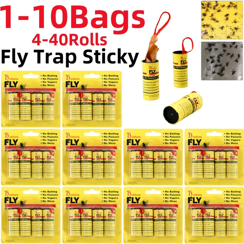 Papel pegajoso descartável não tóxico, Fly Killer, Bug Trap, Pest Sticky, Glue Paper, Insect Catcher, 4-40Rolls