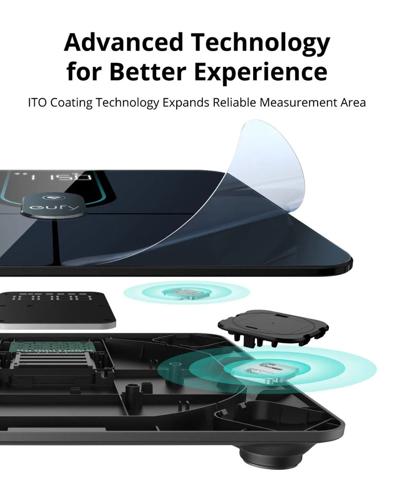 Eufy Balança Inteligente P2 Pro Balança Digital de Banheiro Wi-Fi Bluetooth 16 Medidas Incluindo Peso Frequência Cardíaca Gordura Corporal