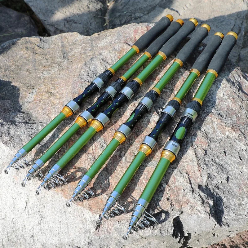 Sougayilang vara de pesca telescópica, 4 cores, 1.8m-2.7m, fibra de vidro, cabo de eva, vara giratória de carpa, vara de pesca, peso 4.5kg