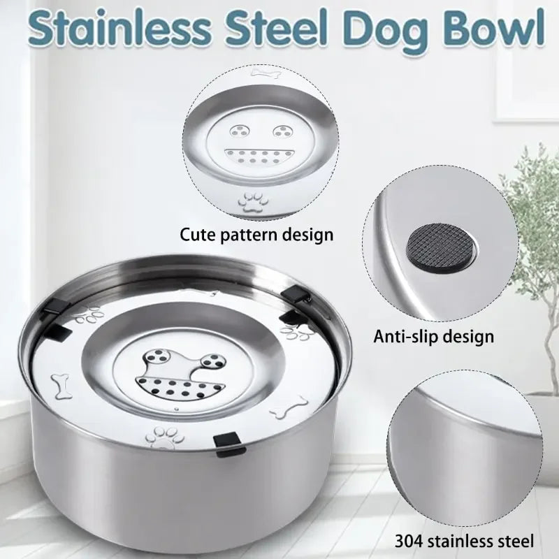 Tigela flutuante de aço inoxidável para cães, grande capacidade, sem derramamento, dispensador de água anti-respingo para cães, tigela antiderrapante para alimentador de água para cães e gatos