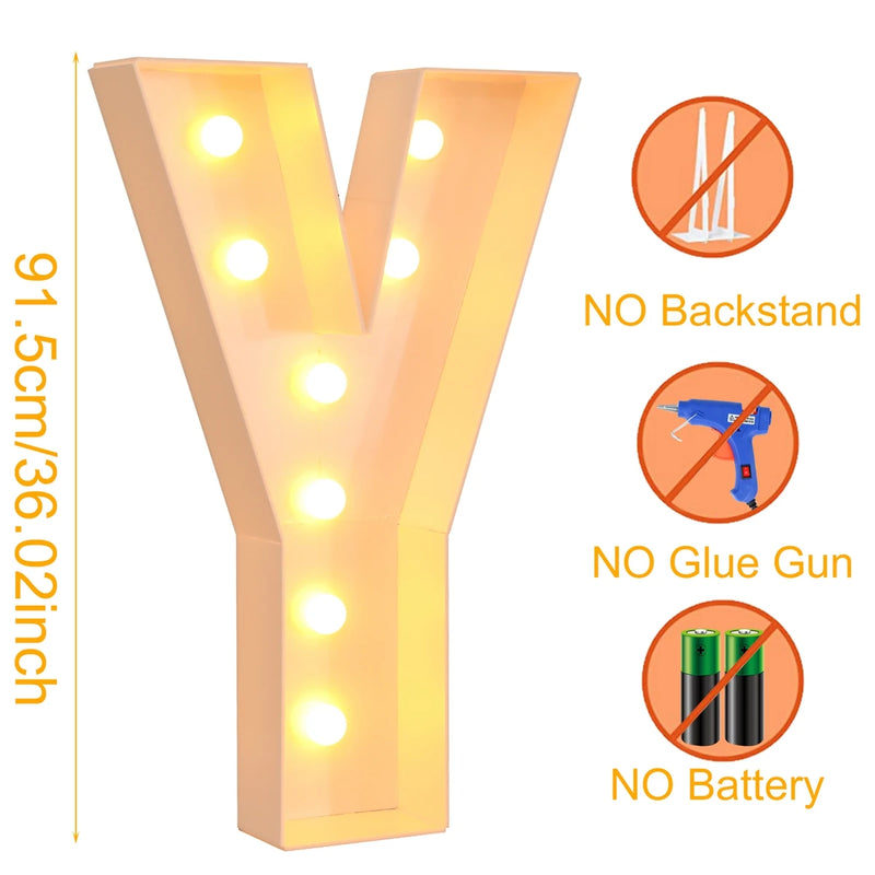 Caixa de quadro de luz led com letras gigantes, 91.5cm, chá de bebê, natal, 1 ° aniversário, festa de casamento, decoração, nome diy, caixa de enchimento de balão