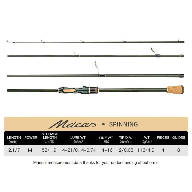 Lemroo vara de viagem fiação fundição vara de pesca de carbono 1.8m/2.1m/2.4m vara de pesca portátil boa qualidade equipamento de pesca macars