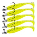 5 pçs/lote t-tail isca de pesca macia combinada com ganchos de cabeça de gabarito wobblers artificiais swimbait equipamentos de pesca para baixo pique pesca