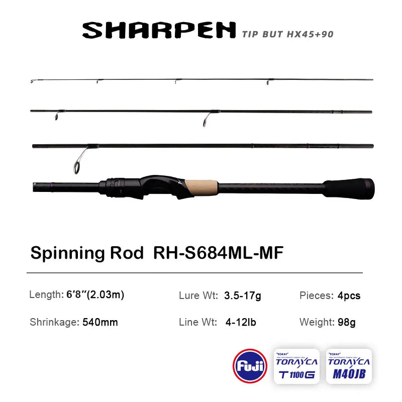Purelure sharp viagem isca macia longa fiação e fundição xf/mf ação hastes fuji componentes baixo pique vara de pesca carretel