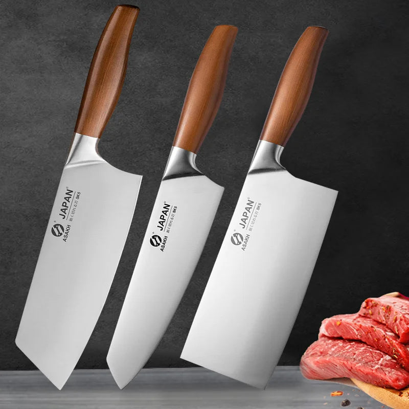 Conjunto de facas de cozinha de aço inoxidável, cutelo de corte de carne, peixe, legumes, faca de açougueiro, faca de chef japonesa com caixa de presente