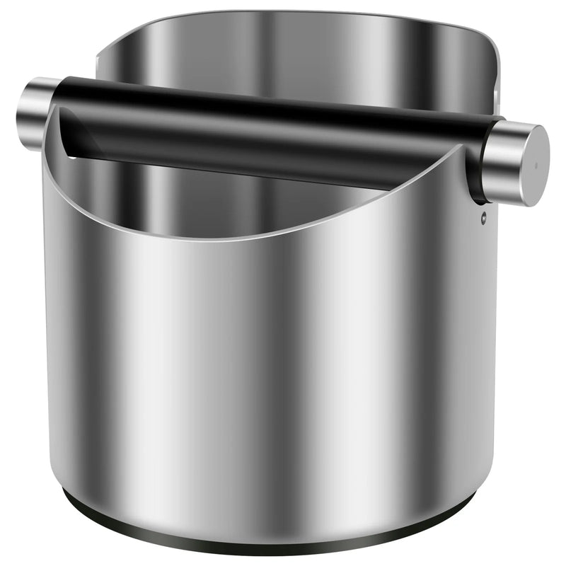 Caixa de batida de café de aço inoxidável caixa de batida de café expresso antiderrapante caixa de batida de café com anel de borracha chanfrado lixo de café