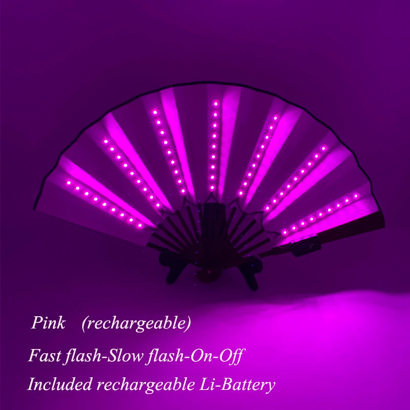 Suprimentos de iluminação para festa de carnaval de Halloween 10 polegadas LED luz neon ventilador rave dobrável ventilador luminoso brilhando na festa