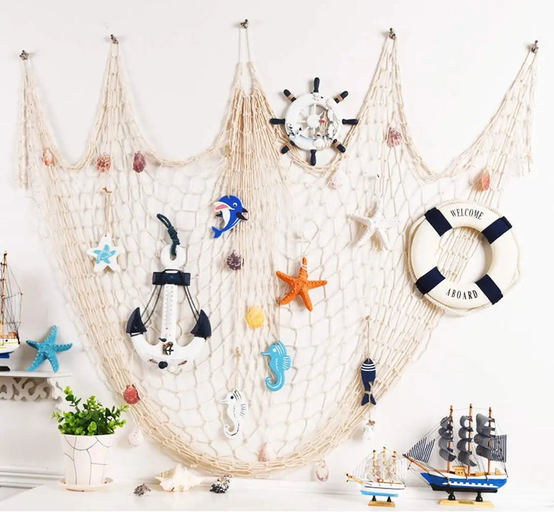 Rede de pesca decoração praia temática pirata festa havaiana parede pendurado rede de pesca decoração para casa fotografia decoração
