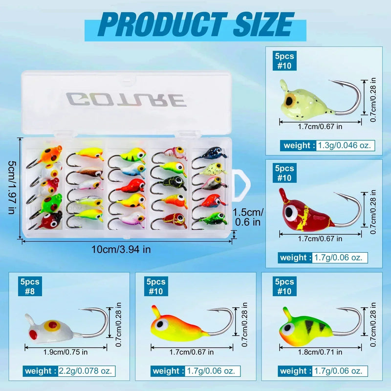 Goture gelo jigging iscas conjunto luminoso engrenagem de pesca no gelo baixo tipo de peixe jigs iscas vários estilos de iscas de inverno qualidade gabarito para ic