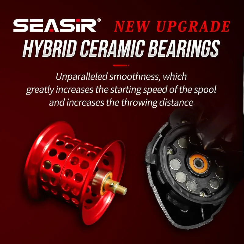 Seasir mansory carretel de pesca de arremesso 146g carbono ultraleve 11 + 1 7.3:1 hs relação híbrido rolamento cerâmico carretéis duplos água do mar