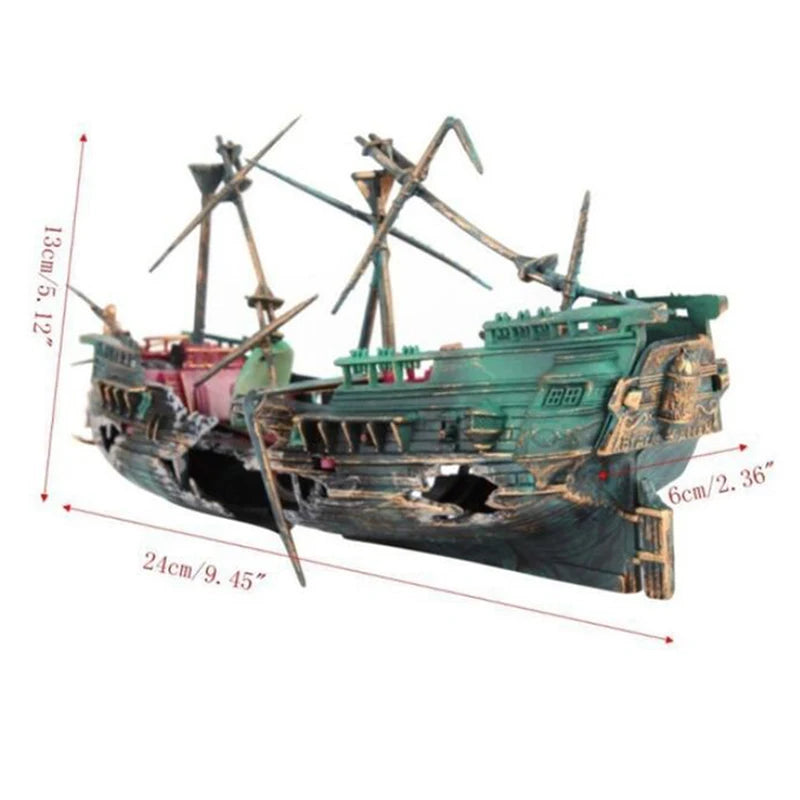 Grande decoração de aquário barco aquário navio ar dividido naufrágio tanque de peixes diy e decoração de casa