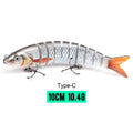 VTAVTA 10/14cm afundando wobblers iscas de pesca articuladas crankbait swimbait 8 segmento duro isca artificial para pesca enfrentar isca