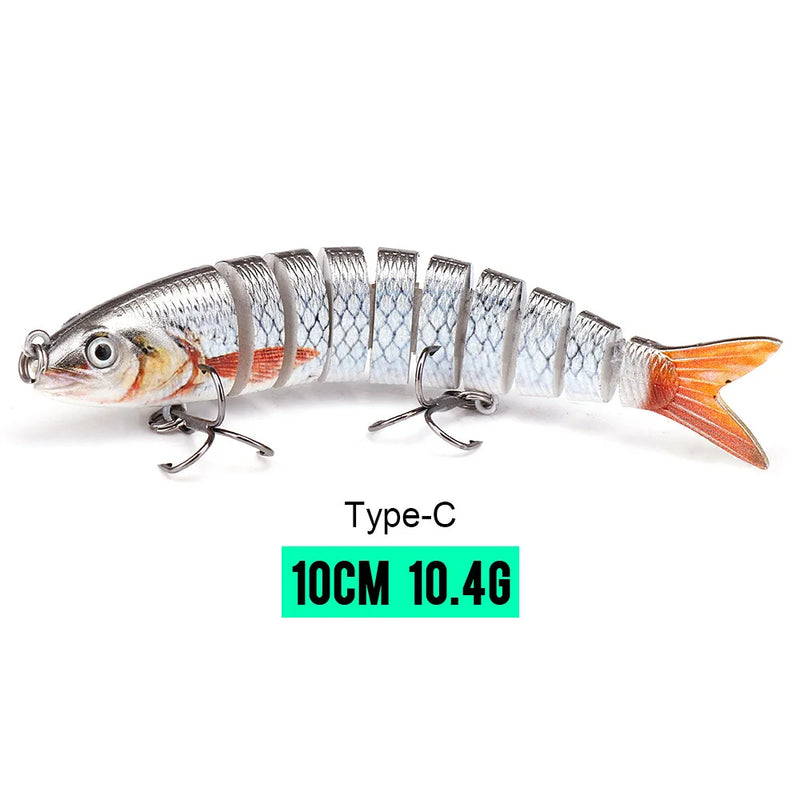 VTAVTA 10/14cm afundando wobblers iscas de pesca articuladas crankbait swimbait 8 segmento duro isca artificial para pesca enfrentar isca