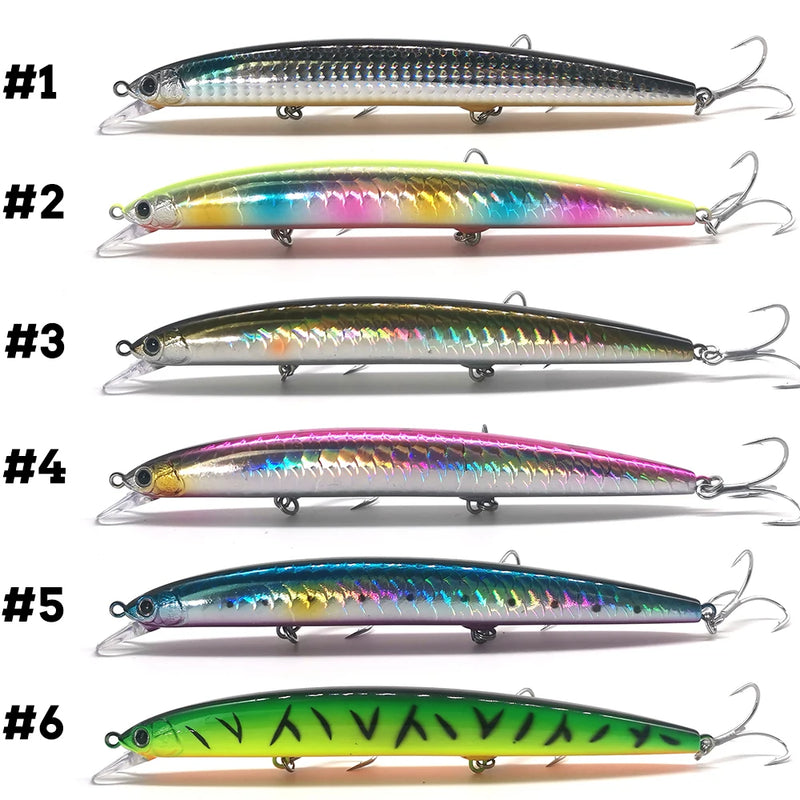 CASTFANATIC 24g 140mm Isca Minnow de Afundamento Lento AS140S Grandes Iscas Artificiais de Água Salgada Sea Bass Pike Fishing Frete Grátis