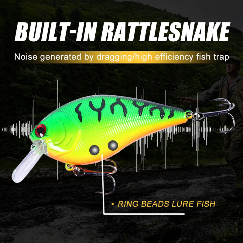 HENGJIA 1 peça 8.5cm 15g chocalho mergulho raso crankbait artificial wobbler para baixo pique isca dura isca de pesca equipamento 6 cores