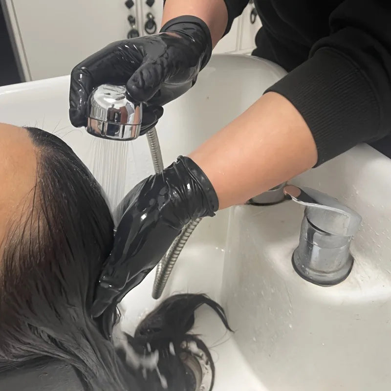50/100 pçs luvas descartáveis de nitrilo preto para uso doméstico látex livre em pó luvas de limpeza tatuagem ferramentas de cabeleireiro