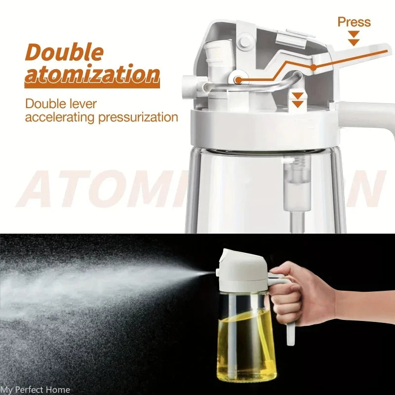 Pulverizador de óleo em spray de plástico 2 em 1, 500ml, garrafa, dispensador de óleo, galheteiro, churrasco, cozinha, assar, piquenique, ferramenta de cozinha