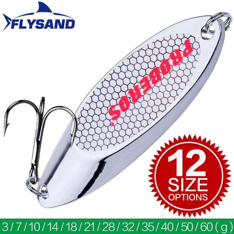 Flysand isca dura colher de prata jigging isca de metal gancho agudo lâmina de fundição girador colheres de corrico bainha inoxidável isca giratória