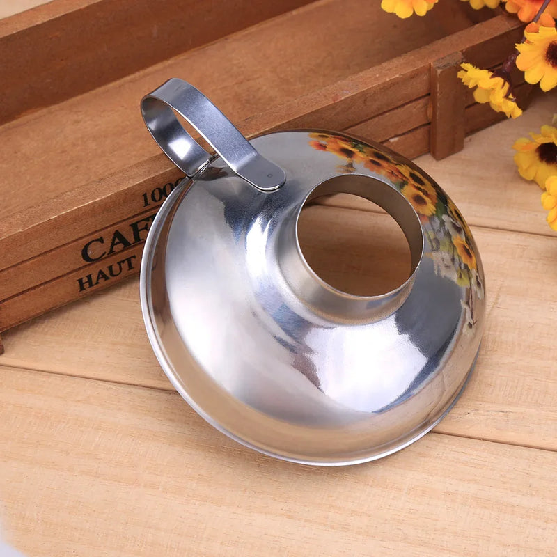 Funil de enlatamento de boca larga de aço inoxidável Hopper grosso, Molho de salada, óleo pode, vinho, cozinha cozinhar ferramenta