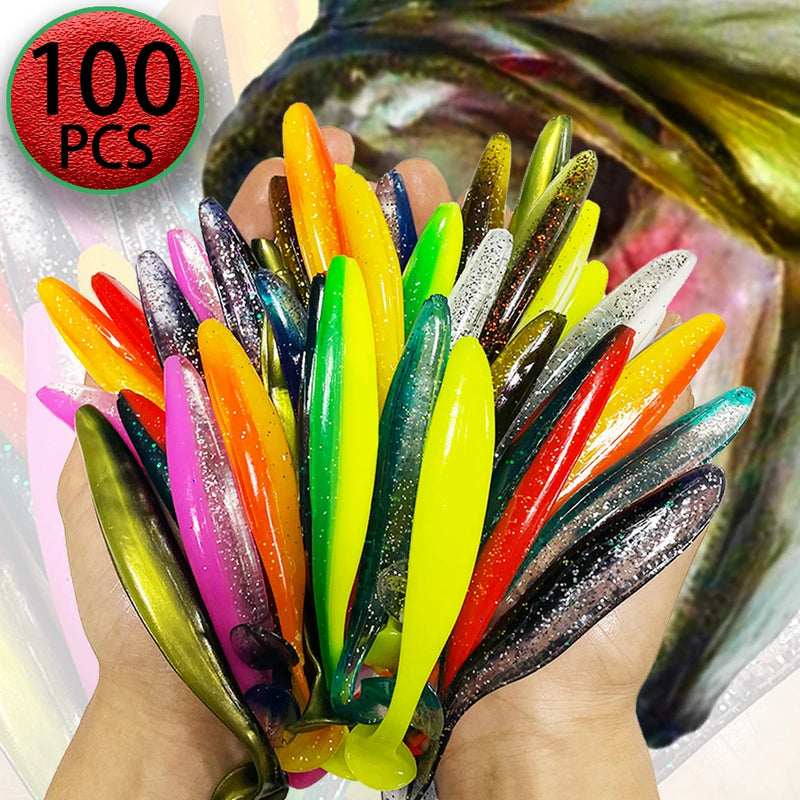 1-100 pçs t cauda 70mm 90mm 120mm shad worm isca macia isca artificial swimbait isca wobbler iscas macias silicone pesca esportes