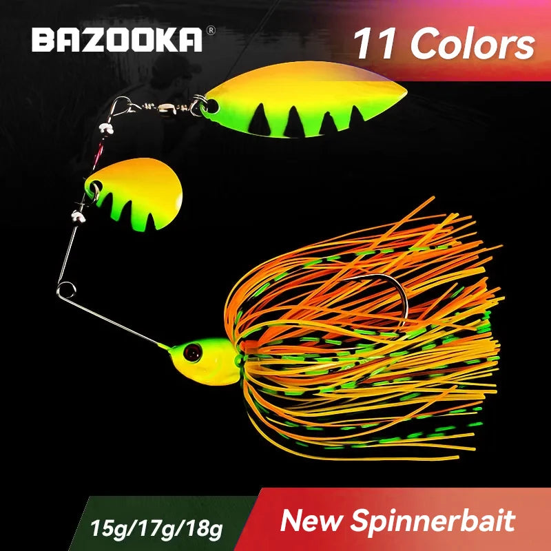 Bazooka 15g 18g spinnerbait isca de pesca fio isca metal spinner buzzbait swimbait gancho peche jig kit saia para baixo pique inverno