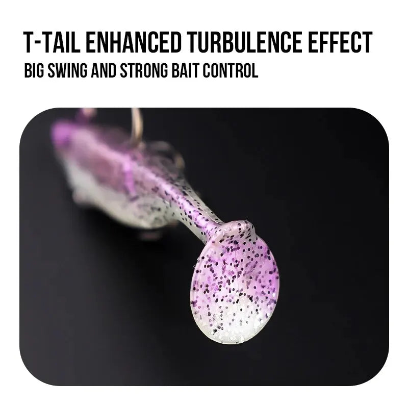Taiyu gabarito cabeça iscas de pesca macias 21g t-tail silicone isca wobblers metal spinner colher isca para pique truta baixo equipamento de pesca