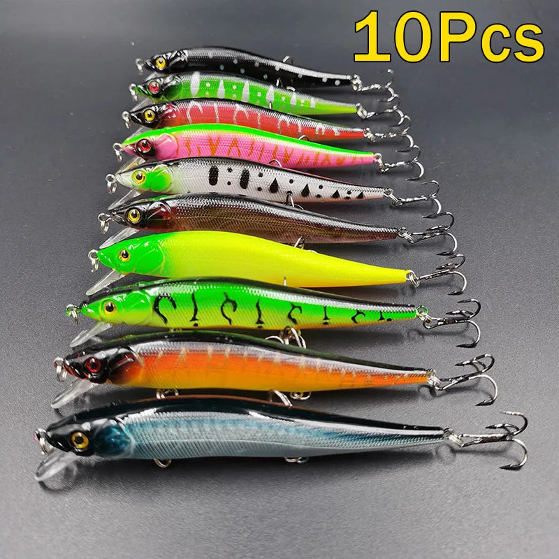 Isca de pesca 11.5cm/14g balanço biônico artificial isca dura enfrentar 3d olhos gancho wobbler pesca da carpa para baixo pique 5/10 pçs