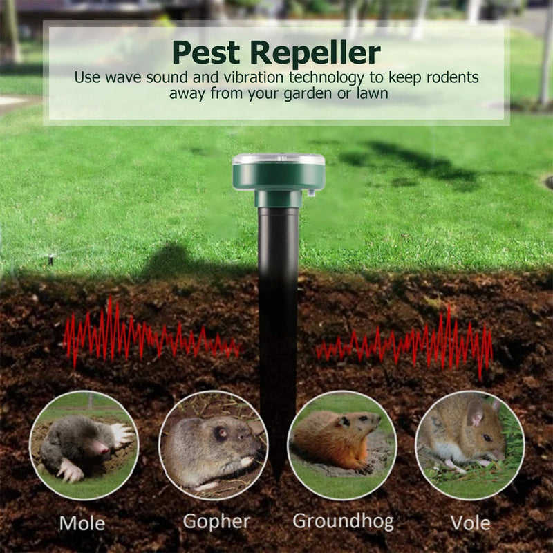 Ultrasonic Solar Pest Repeller, Animal Repelente, Mole Repelente, Gopher, Vole Serpente, Roedor, Caçador, dissuasor, Ferramenta de Controle de Pragas, 8 pcs, 4pcs