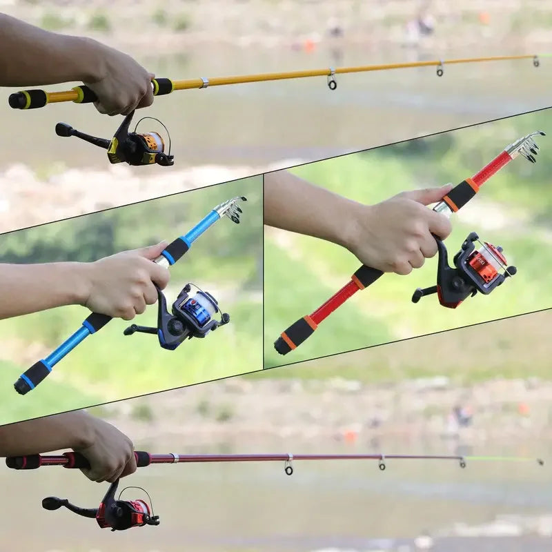 Conjunto de vara de pesca kits completos com vara de pesca telescópica e molinete iscas ganchos conjunto de pólo de viagem