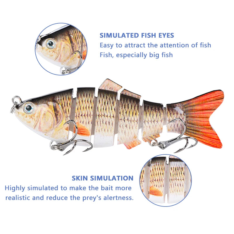 4 Polegada 6 segmentos articulados duro artificial iscas de pesca biônico crankbait afundando wobblers mar plástico acessórios de pesca