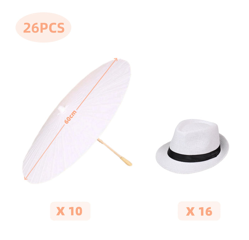 10-30 pçs guarda-sol de papel guarda-chuvas de papel chinês diy guarda-chuva branco fotografia adereços verão brancos festa casamento nupcial 60/80cm