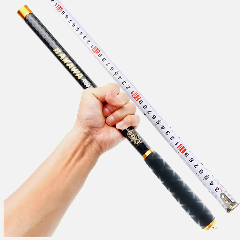 Bakawa fluxo telescópico vara de pesca alimentador de carpa fibra de carbono duro pesca 3.6m 4.5m 5.4m 6.3m 7.2m água doce mini alimentador de viagem