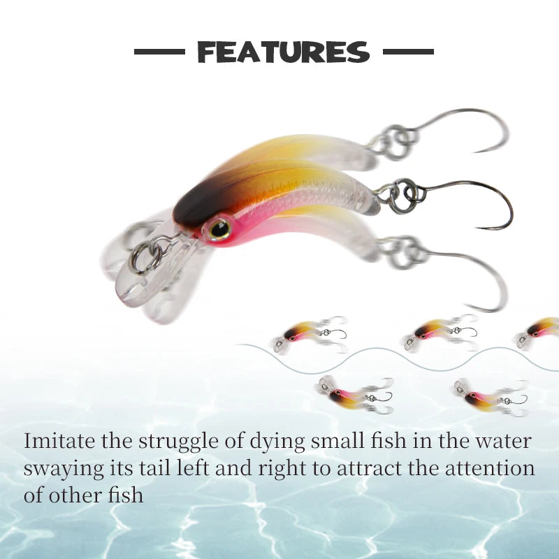 LETOYO flutuante truta isca de pesca 40mm 1.2g micro artificial 4cm minnow isca dura mini iscas jerkbait para a área da truta baixo poleiro