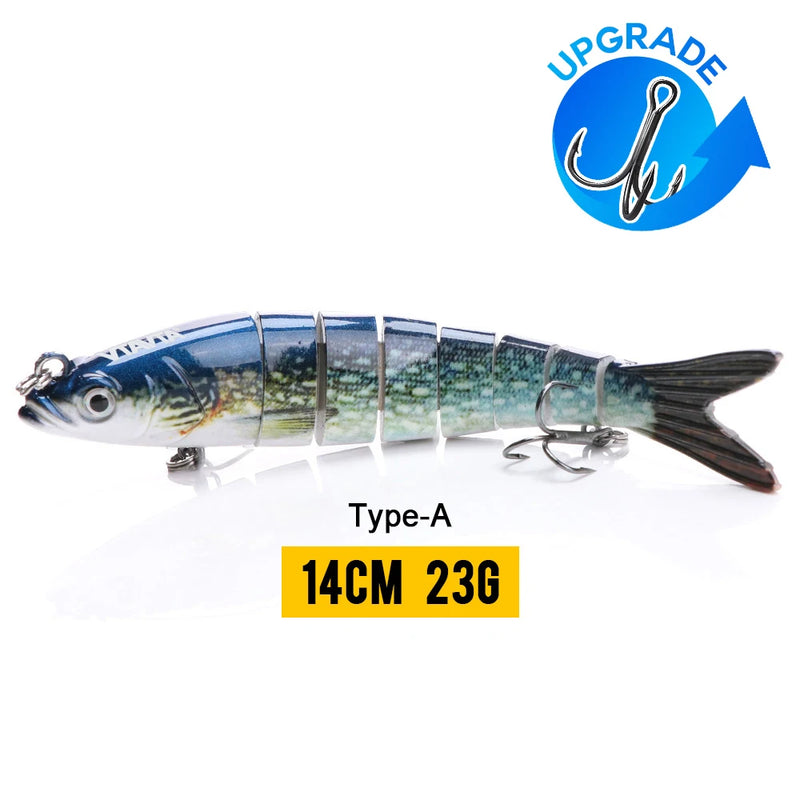 VTAVTA 10/14cm afundando wobblers iscas de pesca articuladas crankbait swimbait 8 segmento duro isca artificial para pesca enfrentar isca