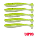 10-50 pçs 70mm isca de pesca macia artificial silicone truta shad carpa minhoca afundando isca t cauda jigging wobbler isca de pesca enfrentar