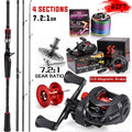 Sougayilang-Carbon Fiber Fishing Rod e Reel Combo, Baitcasting Reel, 7.2:1 Gear Ratio, Max Drag 10kg para Bass, 1.8-2.1m