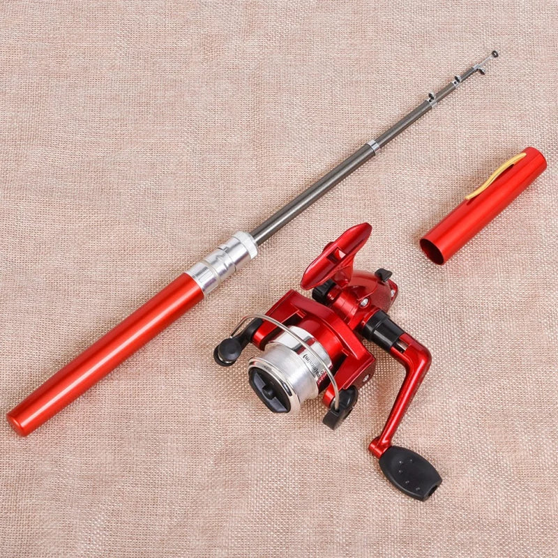 1 conjunto telescópico mini portátil bolso caneta fundição vara de pesca carretel carbono liga alumínio fiação ultraleve alimentador pólo peixe