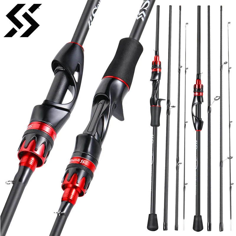 Sougayilang-Casting Spinning Fishing Rod, Ultraleve Carbon Fiber Rod, Pole 4 Seção com EVA Handle, Isca Peso 0.8-5g, 2.1m