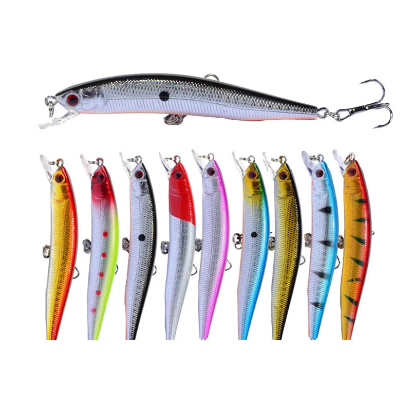1 pçs minnow isca de pesca 95mm 8g flutuante isca dura wobbler jig isca crankbait carpa listrado baixo pesca equipamento de pesca swimbait