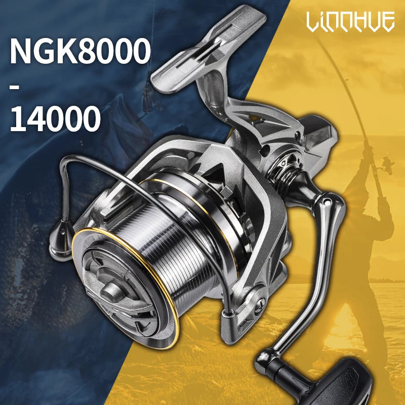 Linnhue grande molinete de pesca 8000 9000 10000 12000 14000 carretel arrastar 20kg carretel poderoso água salgada pesca em água doce
