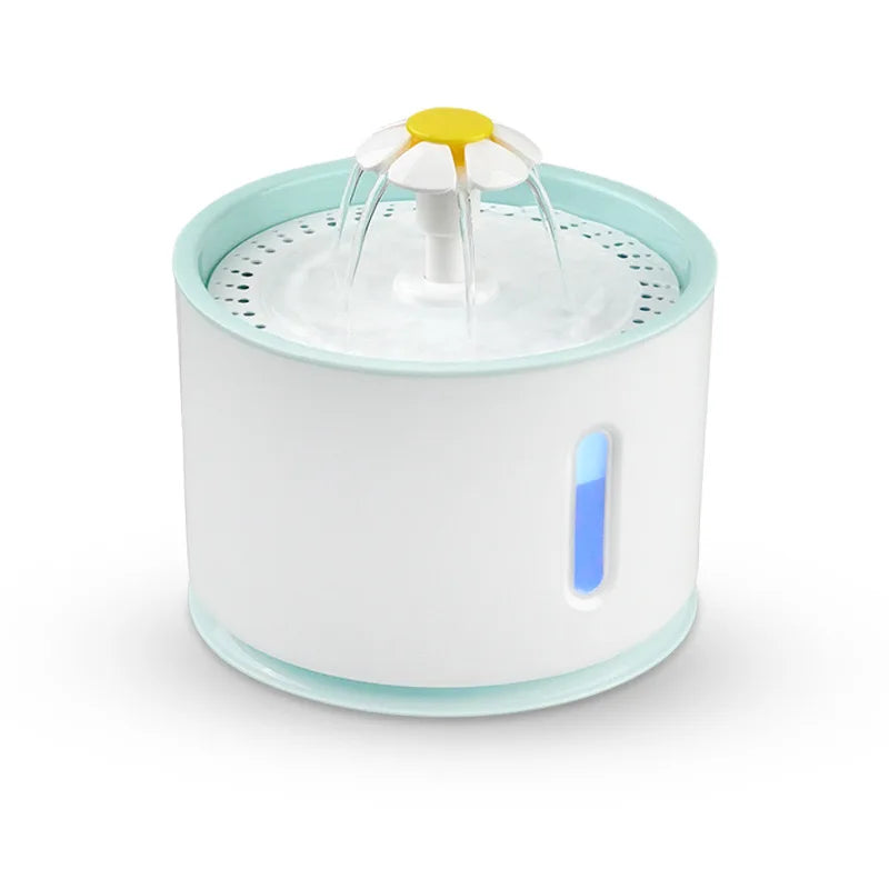 Fonte de água para gatos, água circulante totalmente automática, dispositivo popular para beber flores, lâmpada led de indução vermelha e azul