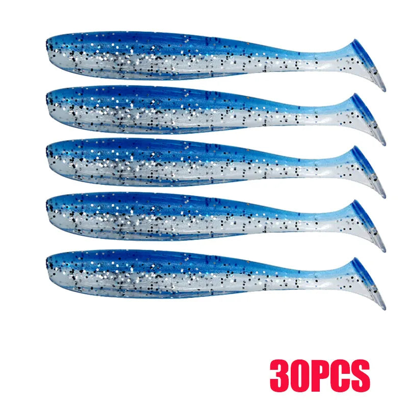 10-50 pçs 70mm isca de pesca macia artificial silicone truta shad carpa minhoca afundando isca t cauda jigging wobbler isca de pesca enfrentar