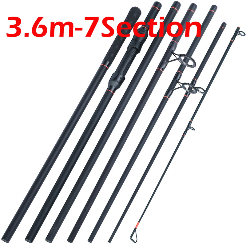 Sougayilang vara de pesca de carpa, 3m, 3.6m, fibra de carbono de alta qualidade, 3.5lb, portátil, 6/7 seções, vara alimentadora giratória para água doce