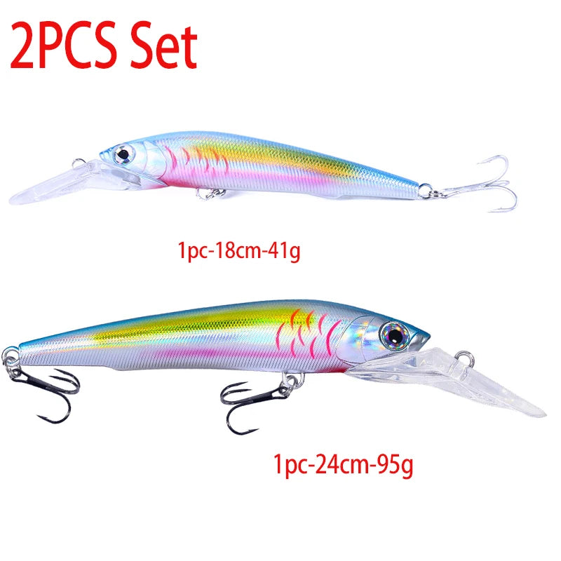 48-90-95g isca de pesca mergulho profundo minnow isca artificial wobblers enfrentar pesca carpa pique walleye original mar isca de pesca